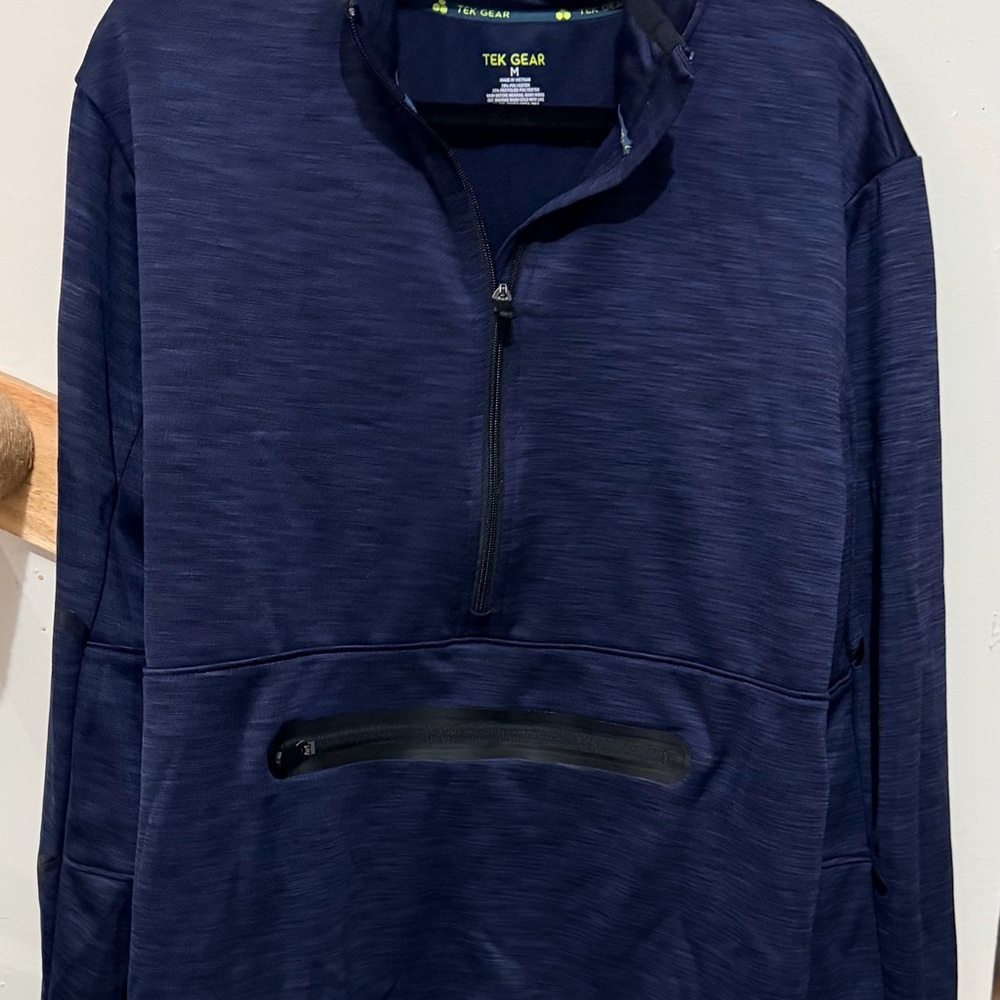 Tek Gear Dark Blue Half-Zip Jacket Waterproof Zipper Front Pocket